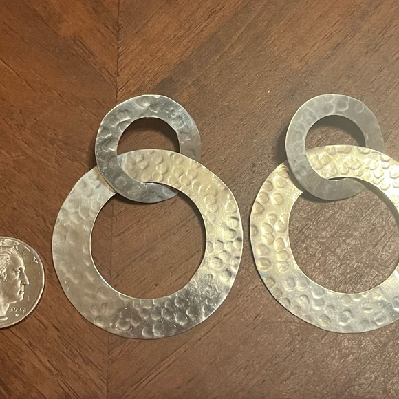 Mod Sterling Silver Hoop Earrings - Picture 3 of 5